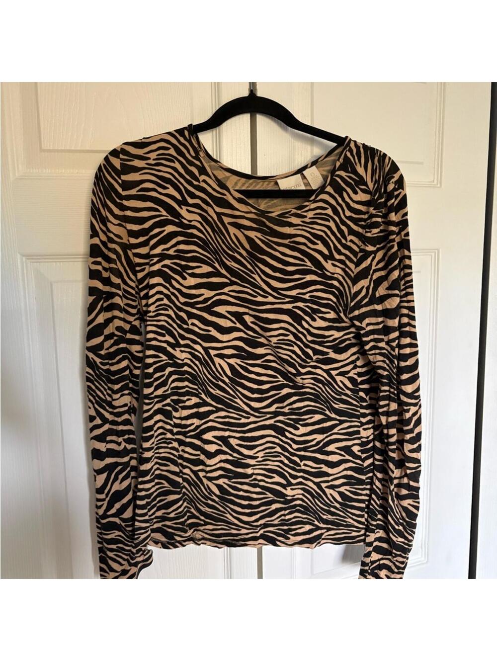 Chico's Black and Tan Zebra Print Blouse